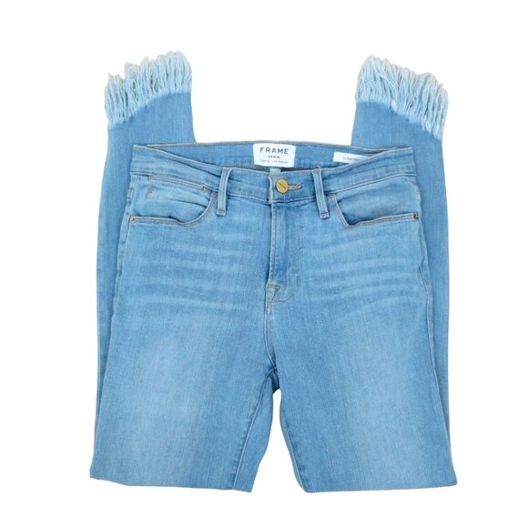 FRAME DENIM Women's Light Wash Le High Skinny Ankle Jeans Raw Hem 26 - Picture 2 of 11